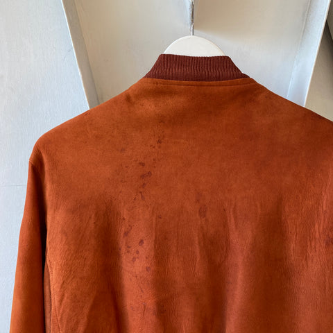 60's Suede Leather Bomber Jacket - Medium