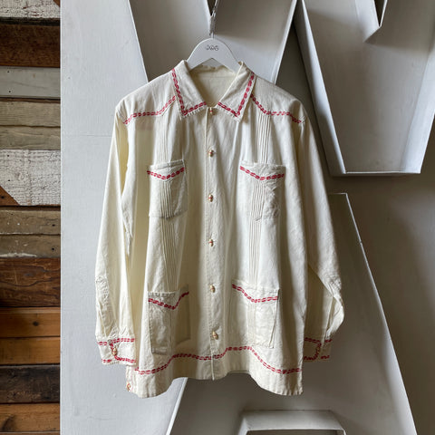 60's Embroidered Canvas Jacket - XL