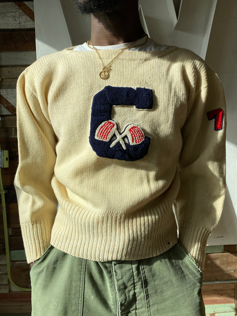 50's Tennis Knit Sweater - Medium