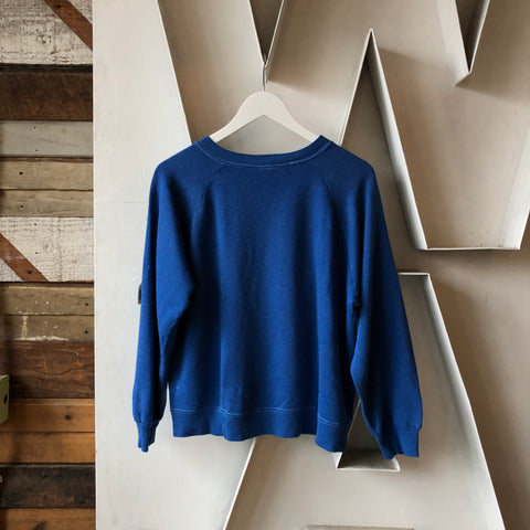 80's Blue Raglan Sweatshirt - Large