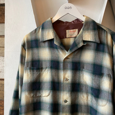 60's Shadow Plaid Flannel - Large