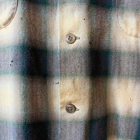 60's Shadow Plaid Flannel - Large