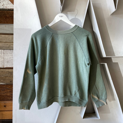 60’s Faded Green Raglan Sweatshirt - Small