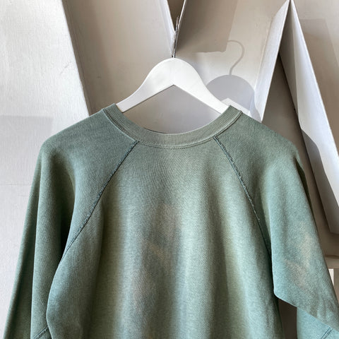 60’s Faded Green Raglan Sweatshirt - Small
