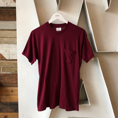 80's Burgundy Pocket Tee - XL
