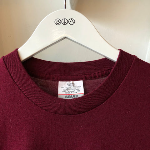 80's Burgundy Pocket Tee - XL