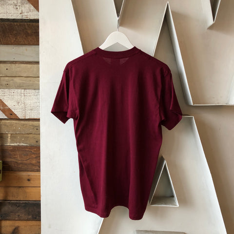 80's Burgundy Pocket Tee - XL