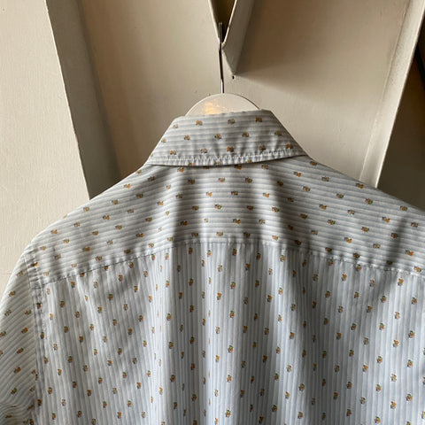 70's Floral Button Up Short Sleeve Shirt - Large