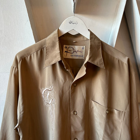 70’s Embroidered Dress Shirt - Large