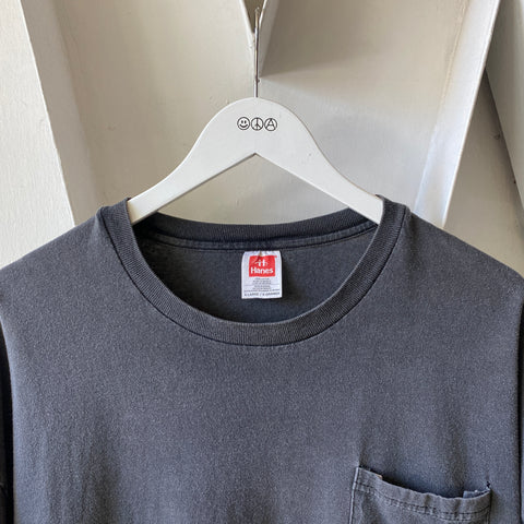 90's Faded Black Pocket Tee - XL