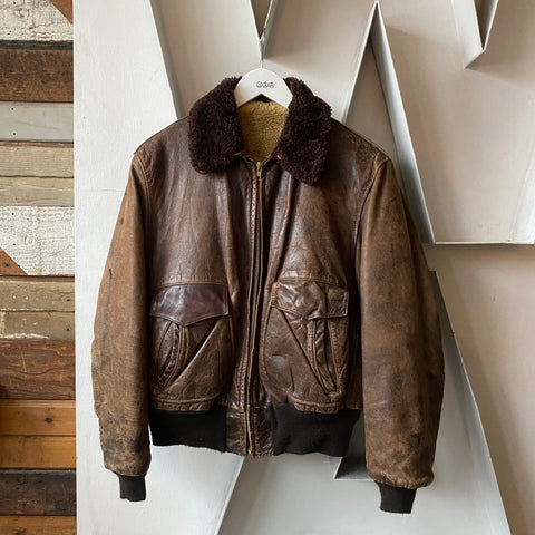 70's Shearling Bomber Jacket - Large