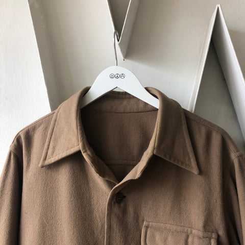 70's Brown Wool Button Up - Large