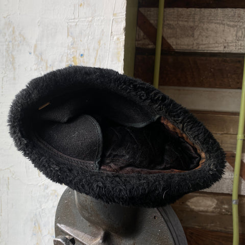 50's Fuzzy Hat w/ Sterling USN Pin - 7 1/4
