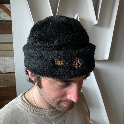 50's Fuzzy Hat w/ Sterling USN Pin - 7 1/4