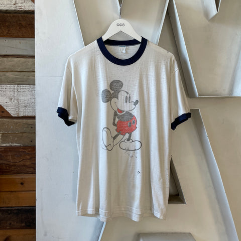 70’s Paper Thin Mickey Mouse Ringer Tee - XL