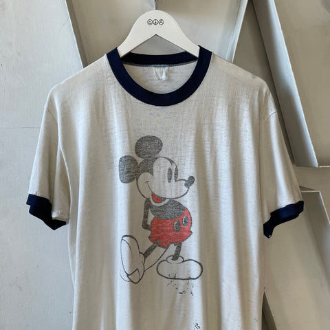 70’s Paper Thin Mickey Mouse Ringer Tee - XL