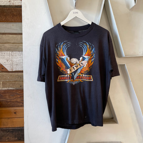 80’s 3D Emblem Atlantic City Harley Tee - Large