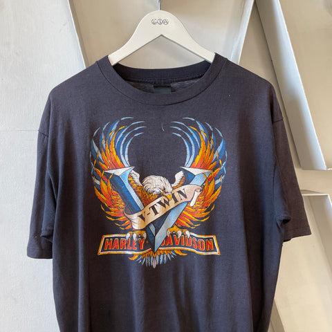 80’s 3D Emblem Atlantic City Harley Tee - Large