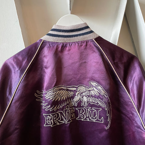 70’s Ernie Ball Embroidered Satin Bomber Jacket - Medium
