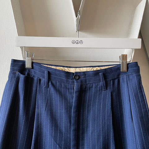 30’s Wool Striped Pleated Trousers - 29” x 29”
