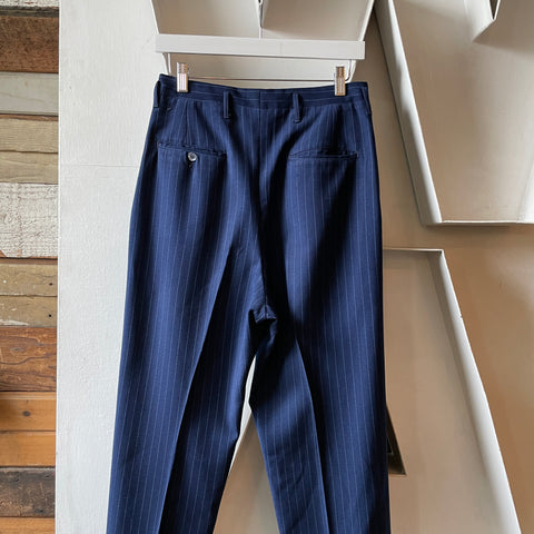 30’s Wool Striped Pleated Trousers - 29” x 29”