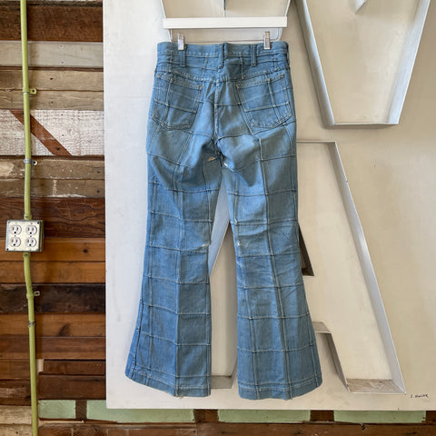 70’s Patchwork Denim Brittania Flared Pants - 30” x 30”