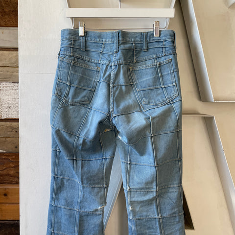 70’s Patchwork Denim Brittania Flared Pants - 30” x 30”