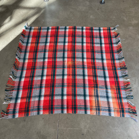 60’s Wool Throw Blanket - 52” x 52”