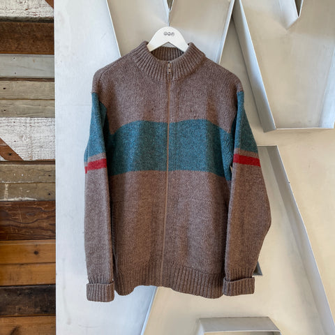 80’s Shetland Wool Zip Sweater - Large