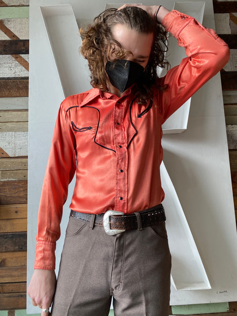 70's Pan Handle Satin Shirt - Medium/Large