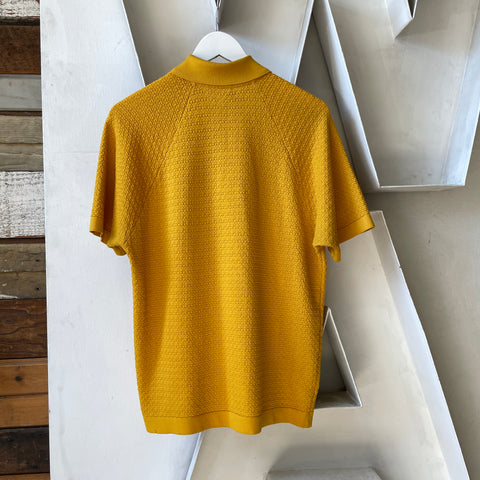 60’s Donegal Textured Knit Polo - Large