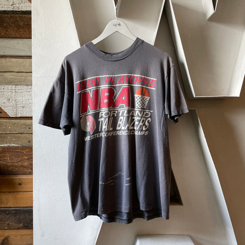 90’s Faded Trailblazers Playoffs Tee - Large