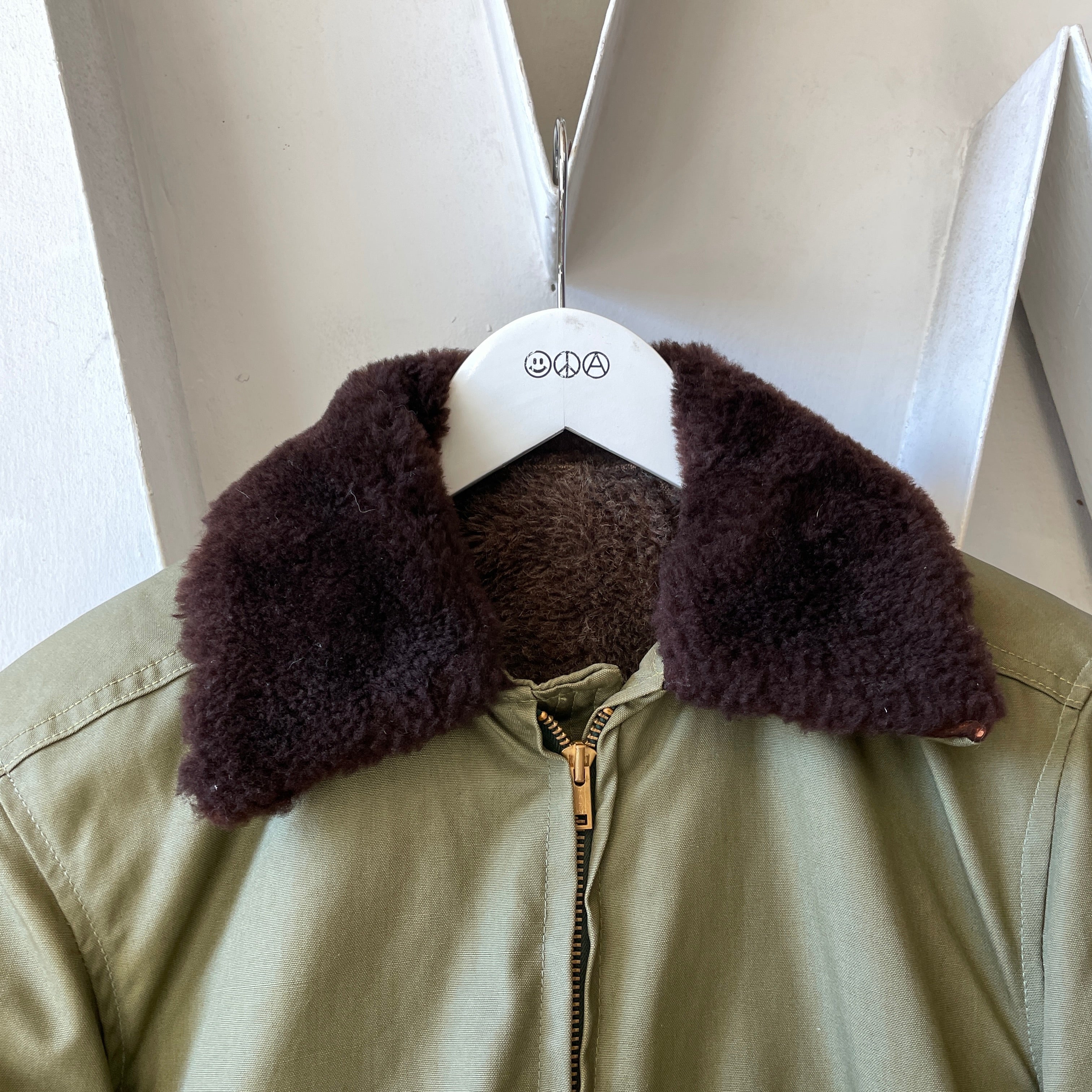 60s Powr Wear Fur Military Jacket B-15 B15 fur collar winter thick