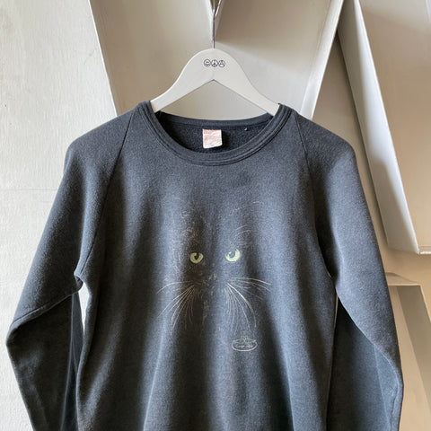 80’s Faded Black Cat Sweatshirt - Small