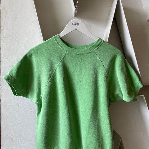 60’s Faded Green Short Sleeve Sweatshirt - Small