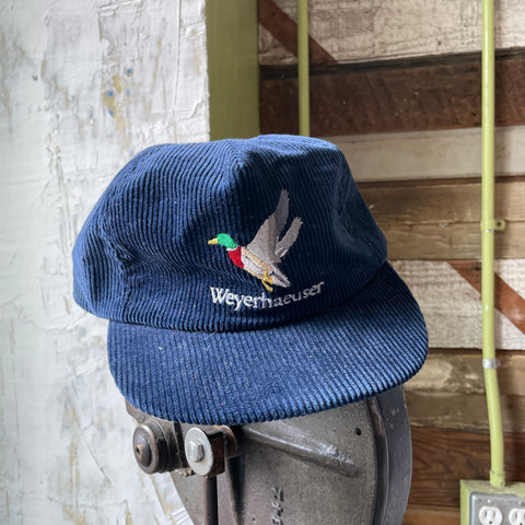 90’s Corduroy Embroidered Duck Hat - OS