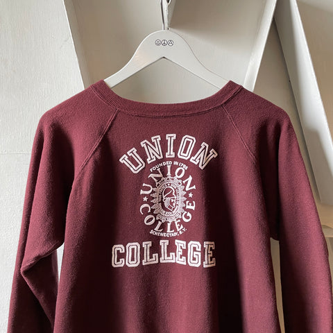 70’s Champion Flock Print Union College Crewneck Sweatshirt - Medium