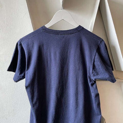 70’s Flock Print French Navy Tee - Small