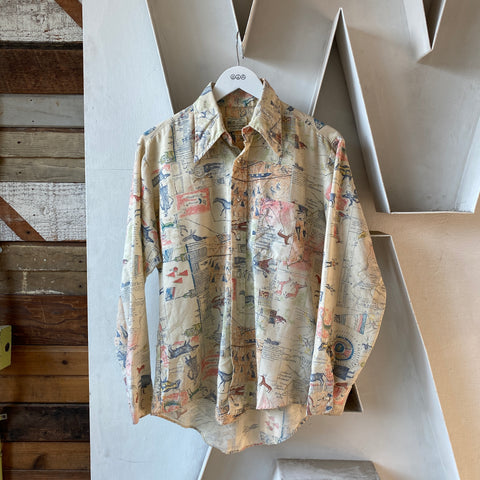70's Kmart Patterned Button Up - Medium