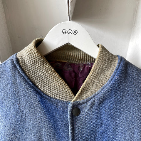 60’s Faded Blue Varsity Jacket - Large