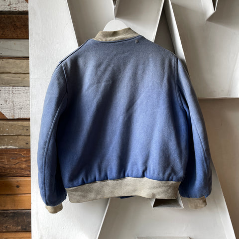 60’s Faded Blue Varsity Jacket - Large