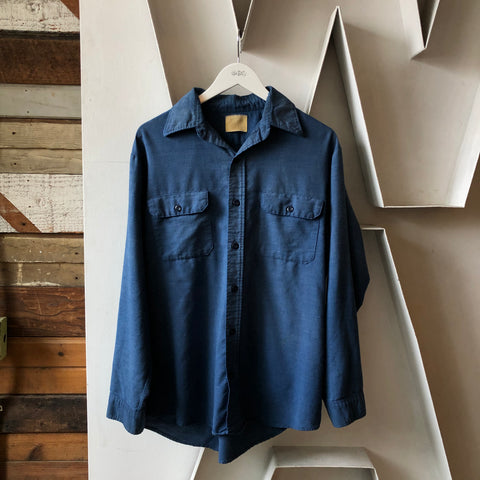 70’s Dark Chambray Work Shirt - Large