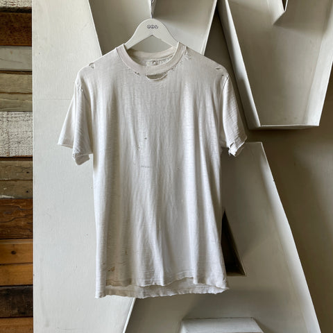 70’s Thrashed Blank White Tee - Medium