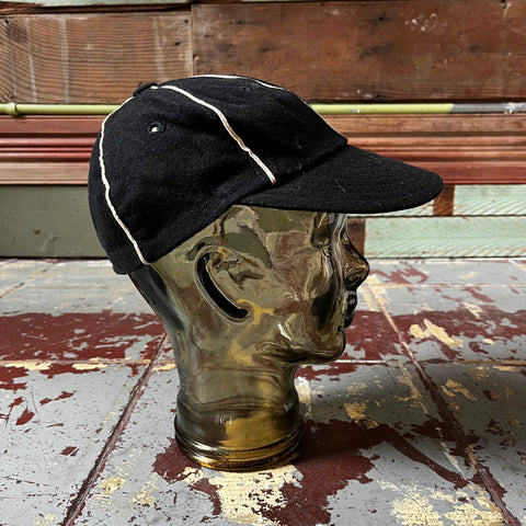 60’s Black Wool Six Panel Cap - 7