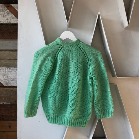 Hand Knit Teal Sweater - XS