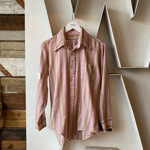 70's Striped Button Down Shirt - Medium