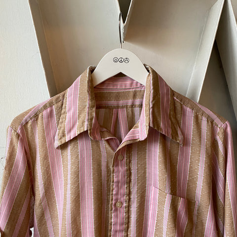70's Striped Button Down Shirt - Medium