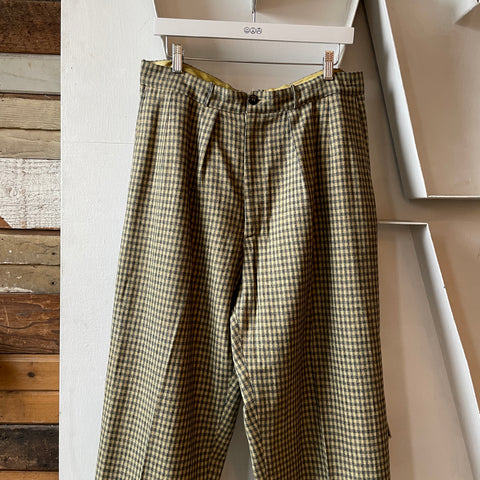 40’s Wool Checkered Trousers - 33” x 29.5”