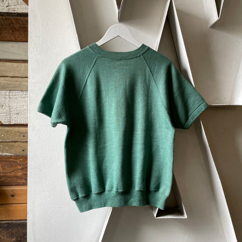 60’s Quigley Hall Flock Print Short Sleeve Sweatshirt - Medium