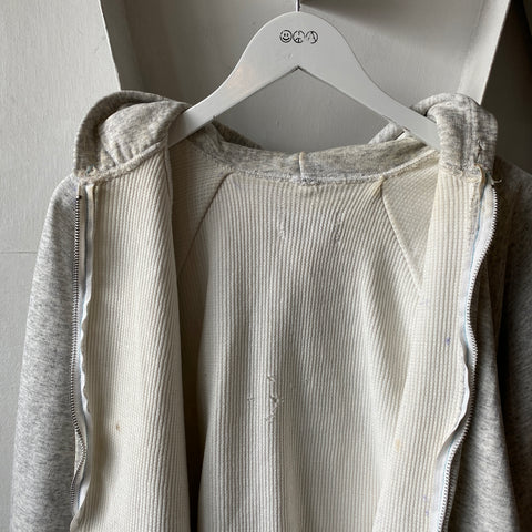 80’s Thermal Lined Zip-Up Sweatshirt - Large